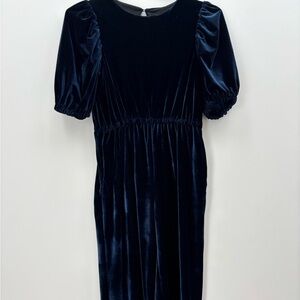 Elegant Blue Velvet Tween Girls Romper 12